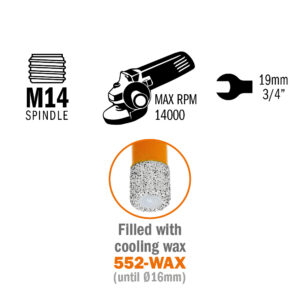 Hullsag diamant 12 mm M14 for vinkelsliper