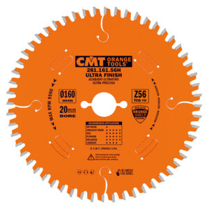CMT Sagblad Belagte plater HM 160x2,2x20 Z=56 TCG -3°