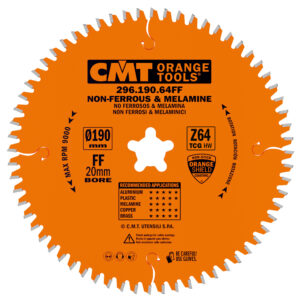 CMT NON-FERROUS/LAMINATE SAW BLADE 190x2,8x20 Z=64 HWG -6°