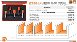 RBSET Fresesett HM 5 freser Ø 14-16-20-22-25 (S911.005.04)