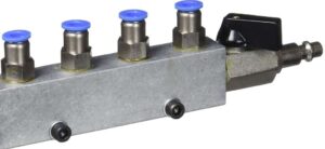 Fordelerstykke for tilkobling av inntil 5 Virutex sugekopper, 6 mm rør, og stengeventil